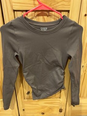 Women's Long-Sleeve Crew Neck Bodysuit in Charcoal Gray
